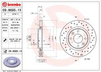 BREMBO 0986951X - Lado de montaje: Eje delantero<br>Sistema de frenos: Bosch<br>Tipo de disco de frenos: ventilación interna<br>Espesor de disco de frenos [mm]: 22<br>Número de orificios: 4<br>Artículo complementario / información complementaria 2: con tornillos<br>Altura [mm]: 34<br>Diámetro de centrado [mm]: 66<br>Diámetro exterior [mm]: 266<br>Espesor mínimo [mm]: 20<br>Par apriete [Nm]: 90<br>