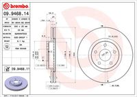 BREMBO 09946814 - Lado de montaje: Eje delantero<br>Tipo de disco de frenos: ventilación interna<br>Espesor de disco de frenos [mm]: 25<br>Número de orificios: 5<br>Altura [mm]: 49<br>Diámetro de centrado [mm]: 64<br>Diámetro exterior [mm]: 300<br>Superficie: revestido<br>Espesor mínimo [mm]: 23<br>Par apriete [Nm]: 100<br>