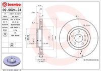 BREMBO 09962424 - Lado de montaje: Eje delantero<br>Tipo de disco de frenos: ventilación interna<br>Tipo de disco de frenos: ranurado<br>Espesor de disco de frenos [mm]: 22<br>Número de orificios: 5<br>Artículo complementario / información complementaria 2: con tornillos<br>Altura [mm]: 44<br>Diámetro de centrado [mm]: 59<br>Diámetro exterior [mm]: 284<br>Superficie: revestido<br>Espesor mínimo [mm]: 20,2<br>Par apriete [Nm]: 98<br>