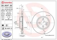 BREMBO 09.A047.30 - Disco de freno