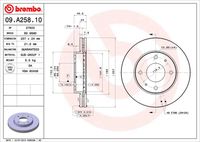 BREMBO 09A25810 - Lado de montaje: Eje trasero<br>Tipo de disco de frenos: macizo<br>Espesor de disco de frenos [mm]: 10<br>Número de orificios: 4<br>Altura [mm]: 61<br>Diámetro de centrado [mm]: 76<br>Diámetro exterior [mm]: 262<br>Superficie: revestido<br>Espesor mínimo [mm]: 8,4<br>Par apriete [Nm]: 100<br>