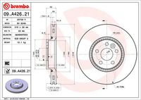 BREMBO 09A42621 - Lado de montaje: Eje delantero<br>Tamaño de llanta [pulgada]: 17<br>Tamaño freno: 17"<br>Tipo de disco de frenos: perforado/ventil. int.<br>Espesor de disco de frenos [mm]: 28<br>Número de orificios: 5<br>Altura [mm]: 52<br>Diámetro de centrado [mm]: 64<br>Diámetro exterior [mm]: 316<br>Procesamiento: altamente carbonizado<br>Superficie: revestido<br>Espesor mínimo [mm]: 26,5<br>Par apriete [Nm]: 170<br>