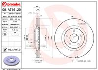 BREMBO 09A71620 - Disco de freno - PRIME LINE