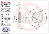 BREMBO 09A72730 - Disco de freno - PRIME LINE