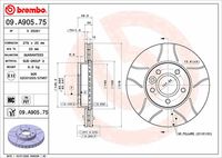 BREMBO 09A90511 - Lado de montaje: Eje delantero<br>Tamaño de llanta [pulgada]: 15<br>Tamaño freno: 15"<br>Tipo de disco de frenos: ventilación interna<br>Espesor de disco de frenos [mm]: 25<br>Número de orificios: 5<br>Altura [mm]: 49<br>Diámetro de centrado [mm]: 64<br>Diámetro exterior [mm]: 278<br>Procesamiento: altamente carbonizado<br>Espesor mínimo [mm]: 23<br>Par apriete [Nm]: 100<br>