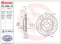 BREMBO 09A9682X - Lado de montaje: Eje delantero<br>Tipo de disco de frenos: ventilación interna<br>Espesor de disco de frenos [mm]: 23<br>Número de orificios: 4<br>Altura [mm]: 44<br>Diámetro de centrado [mm]: 64<br>Diámetro exterior [mm]: 258<br>Espesor mínimo [mm]: 21<br>Par apriete [Nm]: 85<br>