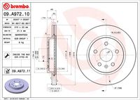 BREMBO 09A97210 - Lado de montaje: Eje delantero<br>Tipo de vehículo: RPO J61<br>Tamaño de llanta [pulgada]: 17<br>Tamaño freno: 17"<br>Tipo de disco de frenos: perforado/ventil. int.<br>Espesor de disco de frenos [mm]: 30<br>Número de orificios: 5<br>Artículo complementario / información complementaria 2: con tornillos<br>Altura [mm]: 51<br>Diámetro de centrado [mm]: 67,5<br>Diámetro exterior [mm]: 321<br>Procesamiento: altamente carbonizado<br>Superficie: revestido<br>Espesor mínimo [mm]: 27,8<br>