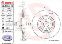 BREMBO 09B03811 - Disco de freno - PRIME LINE - UV Coated