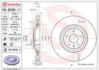 BREMBO 09B03811 - Disco de freno - PRIME LINE - UV Coated