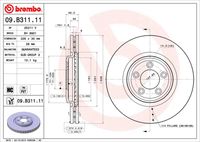 BREMBO 09B31111 - Código de motor: 5G<AJ-V8><br>año construcción hasta: 02/2009<br>Lado de montaje: Eje delantero<br>Diámetro exterior [mm]: 355<br>Espesor de disco de frenos [mm]: 32<br>Espesor mínimo [mm]: 30<br>Altura [mm]: 48,2<br>corona de agujeros - Ø [mm]: 108<br>Tipo de disco de frenos: ventilado<br>Diámetro de centrado [mm]: 71<br>Número de orificios: 5<br>Superficie: aceitado<br>Procesamiento: altamente carbonizado<br>Diámetro de taladro hasta [mm]: 14<br>