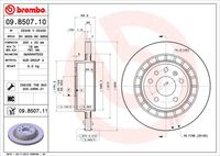 BREMBO 09B50710 - Lado de montaje: Eje delantero<br>Tipo de disco de frenos: ventilación interna<br>Espesor de disco de frenos [mm]: 25<br>Número de orificios: 5<br>Altura [mm]: 42<br>Diámetro de centrado [mm]: 70<br>Diámetro exterior [mm]: 288<br>Procesamiento: altamente carbonizado<br>Espesor mínimo [mm]: 22<br>Par apriete [Nm]: 110<br>