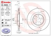 BREMBO 09B96911 - Lado de montaje: Eje trasero<br>Número de PR: 1KW<br>Tipo de disco de frenos: perforado<br>Tipo de disco de frenos: macizo<br>Espesor de disco de frenos [mm]: 12<br>Número de orificios: 5<br>Artículo complementario / información complementaria 2: con tornillos<br>Altura [mm]: 36<br>Diámetro de centrado [mm]: 68<br>Diámetro exterior [mm]: 300<br>Superficie: revestido<br>Espesor mínimo [mm]: 10,5<br>Par apriete [Nm]: 120<br>