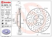 BREMBO 09B97011 - Lado de montaje: Eje trasero<br>Número de PR: 2EJ<br>Número de PR: 2EA<br>Tipo de disco de frenos: perforado/ventil. int.<br>Espesor de disco de frenos [mm]: 22<br>Número de orificios: 5<br>Artículo complementario / información complementaria 2: con tornillos<br>Altura [mm]: 36<br>Diámetro de centrado [mm]: 68<br>Diámetro exterior [mm]: 330<br>Procesamiento: altamente carbonizado<br>Superficie: revestido<br>Espesor mínimo [mm]: 20,5<br>