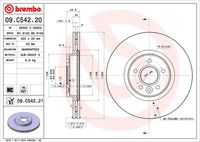 BREMBO 09C54221 - Lado de montaje: Eje delantero<br>Tamaño de llanta [pulgada]: 16<br>Tamaño freno: 16"<br>Tipo de disco de frenos: perforado/ventil. int.<br>Espesor de disco de frenos [mm]: 25<br>Número de orificios: 5<br>Artículo complementario / información complementaria 2: con tornillos<br>Altura [mm]: 48,5<br>Diámetro de centrado [mm]: 53,5<br>Diámetro exterior [mm]: 300<br>Superficie: revestido<br>Espesor mínimo [mm]: 23,5<br>