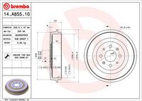 BREMBO 14A85510 - año construcción desde: 10/2014<br>año construcción hasta: 12/2019<br>Lado de montaje: Eje trasero<br>Diámetro interior de tambor de freno [mm]: 228,3<br>Diámetro exterior del tambor de freno [mm]: 269<br>H tamb. freno interna [mm]: 48<br>H tamb. freno total [mm]: 61<br>corona de agujeros - Ø [mm]: 100<br>Número de orificios: 4<br>Diámetro de centrado [mm]: 60<br>