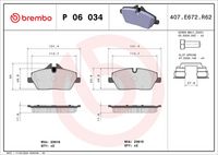 BREMBO P06034 - Juego de pastillas de freno - PRIME LINE