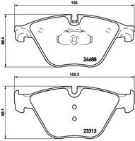 BREMBO P06074 - Lado de montaje: Eje trasero<br>Frenos: no para vehículos con frenos reforzados<br>Ancho [mm]: 106<br>Espesor [mm]: 18<br>Altura 1 [mm]: 56<br>Altura 2 [mm]: 62<br>Contacto avisador de desgaste: preparado para indicador desgaste<br>Artículo complementario/Información complementaria: sin accesorios<br>Sistema de frenos: TRW<br>Artículo complementario / información complementaria 2: con tornillos pinza freno<br>Número de WVA: 24561<br>Número de WVA: 24562<br>