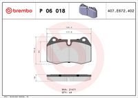 BREMBO P06018 - Juego de pastillas de freno - PRIME LINE