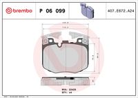 BREMBO P06099 - Lado de montaje: Eje delantero<br>Frenos: para vehículos sin frenos alto rendimiento<br>Variante de equipamiento: Sport<br>Frenos: para vehículos con freno reforzado<br>Material: Low-Metallic<br>Homologación: ECE-R90<br>Número de WVA: 22425<br>Espesor [mm]: 20<br>Ancho [mm]: 123,9<br>Altura [mm]: 94,7<br>