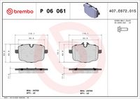 BREMBO P06061 - Lado de montaje: Eje delantero<br>Ancho [mm]: 155<br>Altura 1 [mm]: 63<br>Altura 2 [mm]: 64<br>Contacto avisador de desgaste: preparado para indicador desgaste<br>Artículo complementario/Información complementaria: sin accesorios<br>Sistema de frenos: Teves<br>Artículo complementario / información complementaria 2: con clip de émbolo<br>Espesor/grosor 1 [mm]: 19<br>Espesor/grosor 2 [mm]: 20<br>Número de WVA: 23794<br>Número de WVA: 24697<br>