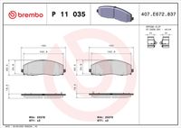 BREMBO P11035 - Lado de montaje: Eje trasero<br>para diámetro disco de freno [mm]: 328<br>Ancho [mm]: 130<br>Espesor [mm]: 18<br>Altura [mm]: 55<br>Contacto avisador de desgaste: con avisador acústico de desgaste<br>Artículo complementario/Información complementaria: con accesorios<br>Sistema de frenos: TRW<br>Número de indicadores de desgaste [por eje]: 4<br>Número de WVA: 25376<br>Número de WVA: 25377<br>