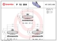 BREMBO P15004 - año construcción hasta: 12/2000<br>Lado de montaje: Eje trasero<br>Contacto avisador de desgaste: con sensor de desgaste incorporado<br>Artículo complementario / información complementaria 2: Chapa antichirridos<br>Artículo complementario / información complementaria 2: con instrucciones de montaje<br>Material: Low-Metallic<br>Homologación: ECE-R90<br>Número de WVA: 23242<br>Ancho [mm]: 114<br>Altura 1 [mm]: 54<br>Altura 2 [mm]: 55<br>Espesor/grosor 1 [mm]: 15<br>Espesor/grosor 2 [mm]: 15,1<br>Sistema de frenos: Lucas-Girling<br>