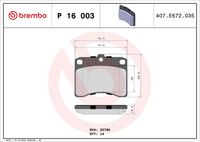 BREMBO P16003 - Juego de pastillas de freno - PRIME LINE