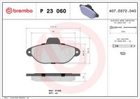 BREMBO P23060 - Lado de montaje: Eje delantero<br>Dinámica de frenado / conducción: para vehículos con ABS<br>Ancho [mm]: 104<br>Espesor [mm]: 17<br>Altura [mm]: 67<br>Contacto avisador de desgaste: con avisador acústico de desgaste<br>Artículo complementario/Información complementaria: sin accesorios<br>Sistema de frenos: TRW<br>Artículo complementario / información complementaria 2: con tornillos pinza freno<br>Número de indicadores de desgaste [por eje]: 2<br>Número de WVA: 20838<br>Número de WVA: 20833<br>Número de WVA: 20834<br>