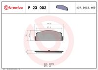 BREMBO P23002 - Juego de pastillas de freno - PRIME LINE