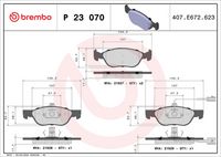 BREMBO P23070 - año construcción desde: 10/1996<br>Lado de montaje: Eje delantero<br>Contacto avisador de desgaste: con sensor de desgaste incorporado<br>Artículo complementario / información complementaria 2: con clip de émbolo<br>Nº art. de accesorio recomendado: 1 987 474 360<br>Material: Low-Metallic<br>Homologación: ECE-R90<br>Número de WVA: 21930<br>Espesor [mm]: 17<br>Altura [mm]: 52<br>Ancho 1 [mm]: 151,5<br>Ancho 2 [mm]: 151,6<br>Sistema de frenos: ATE<br>