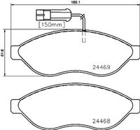 BREMBO P23143 - Lado de montaje: Eje delantero<br>Carga útil [kg]: 2000<br>Código de carga útil: 20Q<br>Ancho [mm]: 169<br>Espesor [mm]: 19<br>Altura [mm]: 69<br>Contacto avisador de desgaste: con contacto avisador de desgaste<br>Artículo complementario/Información complementaria: con accesorios<br>Sistema de frenos: Brembo<br>Longitud contacto de aviso [mm]: 150<br>Artículo complementario / información complementaria 2: con tornillos pinza freno<br>Número de indicadores de desgaste [por eje]: 2<br>Número de WVA: 24466<br>Número de WVA: 24467<br>