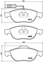 BREMBO P23114 - Lado de montaje: Eje delantero<br>N.º de chasis (VIN) desde: 383456<br>Ancho [mm]: 155<br>Espesor [mm]: 19<br>Altura 1 [mm]: 59<br>Altura 2 [mm]: 62<br>Contacto avisador de desgaste: con contacto avisador de desgaste<br>Artículo complementario/Información complementaria: sin accesorios<br>Sistema de frenos: Teves<br>Longitud contacto de aviso [mm]: 211<br>Número de indicadores de desgaste [por eje]: 2<br>Número de WVA: 23289<br>Número de WVA: 21637<br>