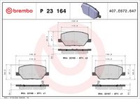 BREMBO P23164 - Lado de montaje: Eje delantero<br>para OE N°: 77361 072<br>Contacto avisador de desgaste: con sensor de desgaste incorporado<br>Material: Low-Metallic<br>Homologación: ECE-R90<br>Número de WVA: 22165<br>cantidad de tornillos: 4<br>Espesor [mm]: 20,1<br>Ancho [mm]: 140,8<br>Altura [mm]: 64,2<br>