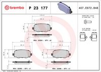 BREMBO P23177 - Lado de montaje: Eje delantero<br>año construcción desde: 08/2018<br>Ancho [mm]: 155<br>Espesor [mm]: 19<br>Altura 1 [mm]: 59<br>Altura 2 [mm]: 65<br>Contacto avisador de desgaste: con avisador acústico de desgaste<br>Artículo complementario/Información complementaria: sin accesorios<br>Sistema de frenos: Teves<br>Número de indicadores de desgaste [por eje]: 2<br>Número de WVA: 22240<br>Número de WVA: 22241<br>Número de WVA: 24538<br>