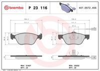 BREMBO P23116 - Juego de pastillas de freno - PRIME LINE