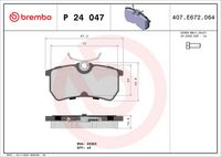 BREMBO P24047 - Lado de montaje: Eje delantero<br>Ancho [mm]: 178<br>Espesor [mm]: 19<br>Altura 1 [mm]: 58<br>Altura 2 [mm]: 61<br>Contacto avisador de desgaste: excl. contacto de avisador de desgaste<br>Artículo complementario/Información complementaria: sin accesorios<br>Sistema de frenos: Teves<br>Artículo complementario / información complementaria 2: con clip de émbolo<br>Número de WVA: 23154<br>Número de WVA: 23155<br>