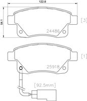 BREMBO P24066 - Lado de montaje: Eje delantero<br>Ancho [mm]: 165<br>Espesor [mm]: 19<br>Altura [mm]: 67<br>Contacto avisador de desgaste: con contacto avisador de desgaste<br>Artículo complementario/Información complementaria: con accesorios<br>Sistema de frenos: Bosch<br>Longitud contacto de aviso [mm]: 250<br>Longitud contacto de aviso [mm]: 93<br>Artículo complementario / información complementaria 2: con tornillos pinza freno<br>Número de indicadores de desgaste [por eje]: 2<br>Número de WVA: 24484<br>