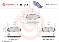 BREMBO P28042 - Juego de pastillas de freno - PRIME LINE