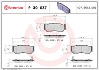 BREMBO P30037 - Lado de montaje: Eje delantero<br>Modelo por país: Europa<br>Lado de montaje: Eje delantero<br>año construcción hasta: 02/2009<br>no para modelo país: EE UU<br>no para modelo país: Canadá<br>Ancho [mm]: 157<br>Espesor [mm]: 18<br>Altura [mm]: 61<br>Contacto avisador de desgaste: con avisador acústico de desgaste<br>Artículo complementario/Información complementaria: con accesorios<br>Sistema de frenos: Mando<br>Artículo complementario / información complementaria 2: Chapa antichirridos<br>Número de indicadores de desgaste [por eje]: 2<br>Número de WVA: 24351<br>Número de WVA: 24568<br>Número de WVA: 24569<br>