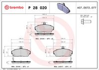 BREMBO P28020 - Juego de pastillas de freno - PRIME LINE