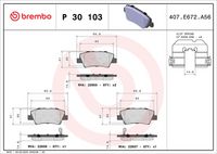 BREMBO P30103 - Lado de montaje: Eje delantero<br>Ancho [mm]: 133<br>Espesor [mm]: 18<br>Altura [mm]: 58<br>Contacto avisador de desgaste: con avisador acústico de desgaste<br>Artículo complementario/Información complementaria: con accesorios<br>Sistema de frenos: Akebono<br>Artículo complementario / información complementaria 2: Chapa antichirridos<br>Número de indicadores de desgaste [por eje]: 2<br>Número de WVA: 22228<br>Número de WVA: 22229<br>Número de WVA: 22227<br>