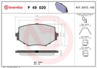 BREMBO P49020 - Juego de pastillas de freno - PRIME LINE