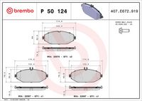 BREMBO P50124 - Lado de montaje: Eje trasero<br>Ancho [mm]: 123<br>Espesor [mm]: 16<br>Altura 1 [mm]: 56<br>Altura 2 [mm]: 62<br>Contacto avisador de desgaste: preparado para indicador desgaste<br>Artículo complementario/Información complementaria: sin accesorios<br>Sistema de frenos: Teves<br>Frenos: no para discos de freno cerámica/carbono<br>Número de WVA: 25353<br>Número de WVA: 25354<br>