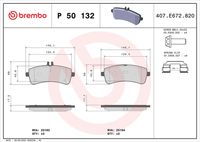 BREMBO P50132 - Lado de montaje: Eje trasero<br>Ancho [mm]: 146<br>Espesor [mm]: 18<br>Altura 1 [mm]: 58<br>Altura 2 [mm]: 68<br>Contacto avisador de desgaste: preparado para indicador desgaste<br>Artículo complementario/Información complementaria: con accesorios<br>Sistema de frenos: TRW<br>Artículo complementario / información complementaria 2: con tornillos pinza freno<br>Número de WVA: 25163<br>Número de WVA: 25164<br>