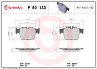 BREMBO P50133 - Lado de montaje: Eje delantero<br>Material: Low-Metallic<br>Homologación: ECE-R90<br>Número de WVA: 22500<br>Cantidad de muelles: 4<br>Espesor [mm]: 18,8<br>Ancho [mm]: 142<br>Altura [mm]: 96,3<br>