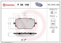 BREMBO P50148 - Lado de montaje: Eje delantero<br>Equipamiento de vehículo: para vehículos sin paquete sport<br>Ancho [mm]: 134<br>Espesor [mm]: 19<br>Altura 1 [mm]: 72<br>Altura 2 [mm]: 63<br>Contacto avisador de desgaste: preparado para indicador desgaste<br>Artículo complementario/Información complementaria: con accesorios<br>Sistema de frenos: CBI<br>Artículo complementario / información complementaria 2: con tornillos pinza freno<br>Artículo complementario / información complementaria 2: Chapa antichirridos<br>Número de WVA: 22988<br>Número de WVA: 22989<br>