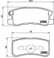 BREMBO P54031 - Lado de montaje: Eje delantero<br>Modelo por país: Europa<br>Ancho [mm]: 145<br>Espesor [mm]: 16<br>Altura [mm]: 55<br>Contacto avisador de desgaste: con avisador acústico de desgaste<br>Artículo complementario/Información complementaria: sin accesorios<br>Sistema de frenos: Akebono<br>Número de indicadores de desgaste [por eje]: 2<br>Número de WVA: 23584<br>