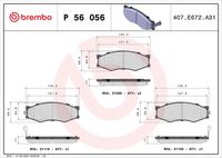 BREMBO P56056 - Lado de montaje: Eje delantero<br>Vehículo con dirección a la izquierda / derecha: para vehic. dirección izquierda<br>Contacto avisador de desgaste: con avisador acústico de desgaste<br>Artículo complementario / información complementaria 2: Chapa antichirridos<br>Nº art. de accesorio recomendado: 1 987 474 347<br>Material: Low-Metallic<br>Homologación: ECE-R90<br>Número de WVA: 21119<br>Espesor [mm]: 17<br>Ancho [mm]: 130,3<br>Altura [mm]: 49,5<br>Restricción de fabricante: AKEBONO System<br>