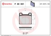 BREMBO P59001 - Lado de montaje: Eje delantero<br>Ancho [mm]: 158<br>Espesor [mm]: 20<br>Altura [mm]: 57<br>Contacto avisador de desgaste: preparado para indicador desgaste<br>Artículo complementario/Información complementaria: sin accesorios<br>Sistema de frenos: Teves<br>Artículo complementario / información complementaria 2: con clip de émbolo<br>Número de WVA: 20757<br>Número de WVA: 20629<br>