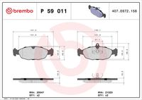 BREMBO P59011 - año construcción hasta: 08/2000<br>Lado de montaje: Eje delantero<br>Artículo complementario / información complementaria 2: con clip de émbolo<br>Artículo complementario / información complementaria 2: Chapa antichirridos<br>Material: Low-Metallic<br>Homologación: ECE-R90<br>Número de WVA: 21353<br>Espesor [mm]: 16,5<br>Ancho [mm]: 140,2<br>Altura 1 [mm]: 48,3<br>Altura 2 [mm]: 58,1<br>Sistema de frenos: ATE<br>